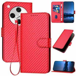 For OPPO Find X8 Pro YX0070 Carbon Fiber Buckle Leather Phone Case with Lanyard(Red)