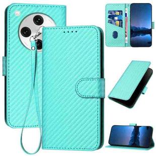 For OPPO Find X8 Pro YX0070 Carbon Fiber Buckle Leather Phone Case with Lanyard(Light Blue)