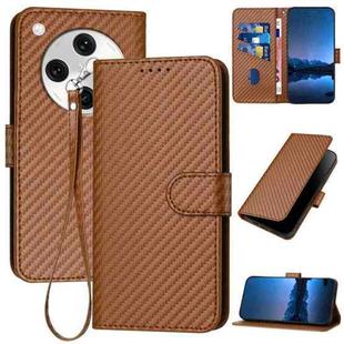 For OPPO Find X8 Pro YX0070 Carbon Fiber Buckle Leather Phone Case with Lanyard(Coffee)