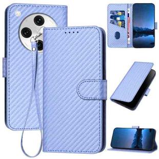 For OPPO Find X8 Pro YX0070 Carbon Fiber Buckle Leather Phone Case with Lanyard(Light Purple)