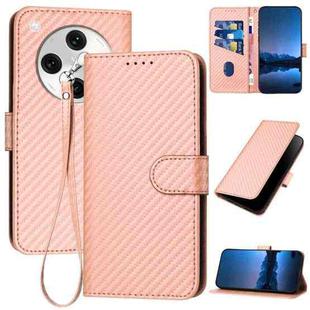 For OPPO Find X8 Pro YX0070 Carbon Fiber Buckle Leather Phone Case with Lanyard(Pink)