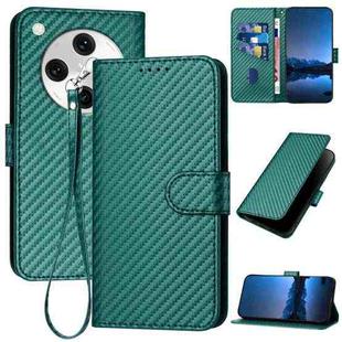 For OPPO Find X8 Pro YX0070 Carbon Fiber Buckle Leather Phone Case with Lanyard(Dark Green)