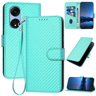 For OPPO A1 Pro / Reno8 T 5G Global YX0070 Carbon Fiber Buckle Leather Phone Case with Lanyard(Light Blue)