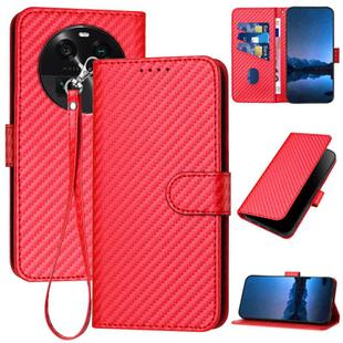 For OPPO Find X6 YX0070 Carbon Fiber Buckle Leather Phone Case with Lanyard(Red)