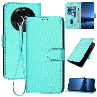 For OPPO Find X6 YX0070 Carbon Fiber Buckle Leather Phone Case with Lanyard(Light Blue)