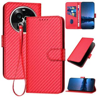 For OPPO Find X6 Pro YX0070 Carbon Fiber Buckle Leather Phone Case with Lanyard(Red)