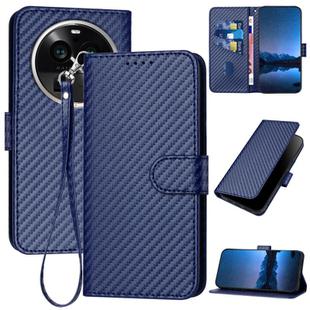 For OPPO Find X6 Pro YX0070 Carbon Fiber Buckle Leather Phone Case with Lanyard(Royal Blue)