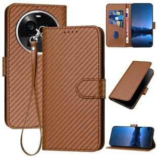 For OPPO Find X6 Pro YX0070 Carbon Fiber Buckle Leather Phone Case with Lanyard(Coffee)