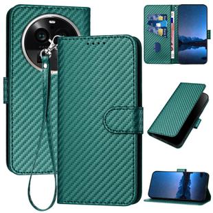 For OPPO Find X6 Pro YX0070 Carbon Fiber Buckle Leather Phone Case with Lanyard(Dark Green)