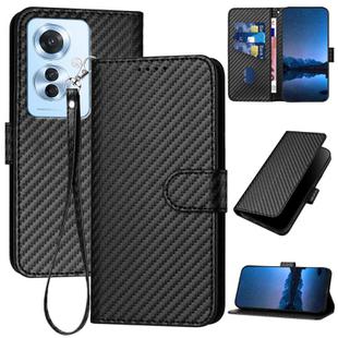For OPPO Reno11 F / F25 Pro YX0070 Carbon Fiber Buckle Leather Phone Case with Lanyard(Black)