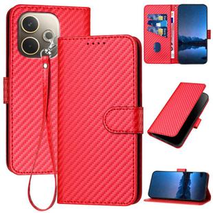 For OPPO A5 Pro 5G YX0070 Carbon Fiber Buckle Leather Phone Case with Lanyard(Red)