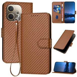 For OPPO A5 Pro 5G YX0070 Carbon Fiber Buckle Leather Phone Case with Lanyard(Coffee)