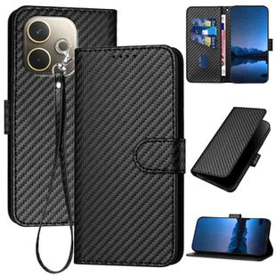 For OPPO A5 Pro 5G YX0070 Carbon Fiber Buckle Leather Phone Case with Lanyard(Black)
