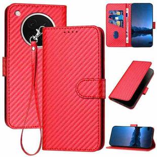 For OPPO Find X8s YX0070 Carbon Fiber Buckle Leather Phone Case with Lanyard(Red)