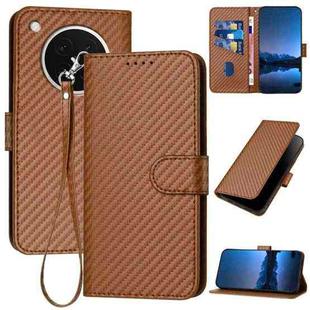 For OPPO Find X8s YX0070 Carbon Fiber Buckle Leather Phone Case with Lanyard(Coffee)