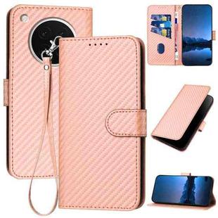 For OPPO Find X8s YX0070 Carbon Fiber Buckle Leather Phone Case with Lanyard(Pink)