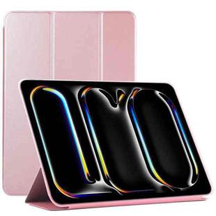 For iPad Pro 13 2024 Double-sided Clip Non-buckle Magnetic PU Smart Tablet Case(Rose Gold)
