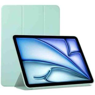 For iPad Air 11 2024 Double-sided Clip Non-buckle Magnetic PU Smart Tablet Case(Light Green)