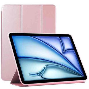 For iPad Air 11 2024 Double-sided Clip Non-buckle Magnetic PU Smart Tablet Case(Rose Gold)