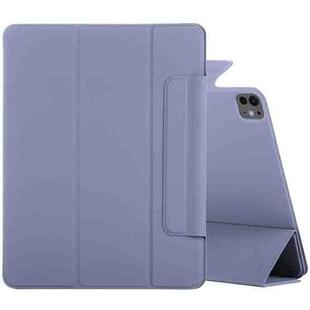 For iPad Pro 13 2024 Double-sided Clip Fixed Buckle Magnetic PU Leather Smart Tablet Case(Purple)