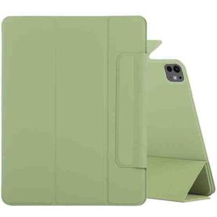 For iPad Pro 13 2024 Double-sided Clip Fixed Buckle Magnetic PU Leather Smart Tablet Case(Grass Green)