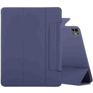 For iPad Pro 11 2024 Double-sided Clip Fixed Buckle Magnetic PU Leather Smart Tablet Case(Dark Blue)