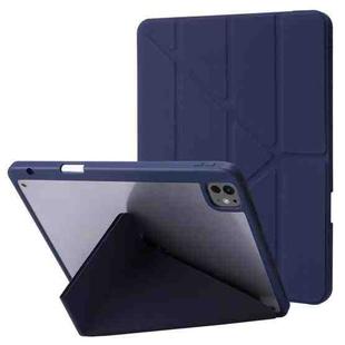 For iPad Pro 13 2024 Deformation Transparent Acrylic Leather Tablet Case(Dark Blue)