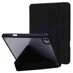 For iPad Pro 13 2024 Deformation Transparent Acrylic Leather Tablet Case(Black)