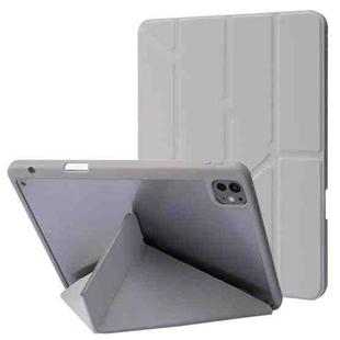 For iPad Pro 13 2024 Deformation Transparent Acrylic Leather Tablet Case(Grey)