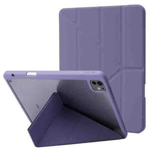 For iPad Pro 13 2024 Deformation Transparent Acrylic Leather Tablet Case(Lavender Grey)