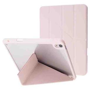 For iPad Air 11 2024 Deformation Transparent Acrylic Leather Tablet Case(Pink)