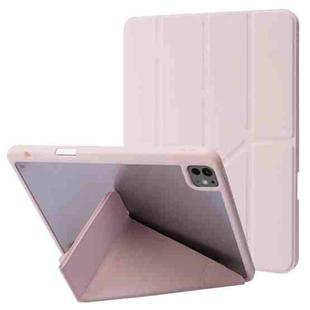 For iPad Pro 11 2024 Deformation Transparent Acrylic Leather Tablet Case(Pink)