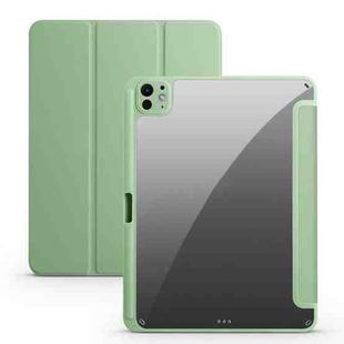 For iPad Pro 11 2024 Acrylic 3-folding Smart Leather Tablet Case(Green)