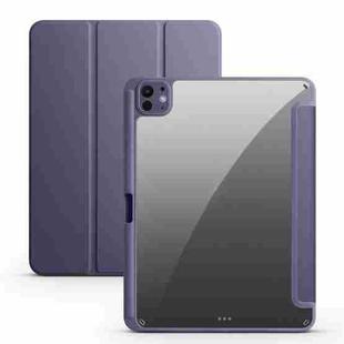 For iPad Pro 11 2024 Acrylic 3-folding Smart Leather Tablet Case(Purple)