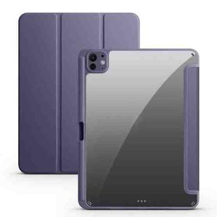 For iPad Pro 13 2024 Acrylic 3-folding Smart Leather Tablet Case(Purple)