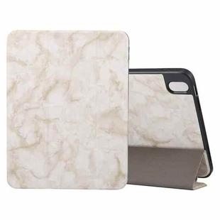 For iPad Air 11 2024 Three-fold Marble Texture Protective Tablet Case with Pen Slot(Smoky Gray)