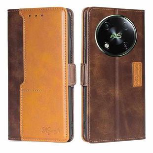 For Itel RS4 4G Contrast Color Side Buckle Leather Phone Case(Dark Brown + Gold)
