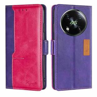 For Itel RS4 4G Contrast Color Side Buckle Leather Phone Case(Purple + Rose Red)