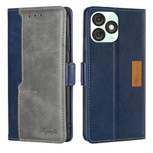 For Itel A50 4G Contrast Color Side Buckle Leather Phone Case(Blue + Grey)