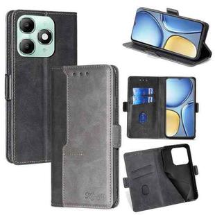 For itel A90 4G Contrast Color Side Buckle Leather Phone Case(Black + Grey)