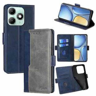 For itel A90 4G Contrast Color Side Buckle Leather Phone Case(Blue + Grey)