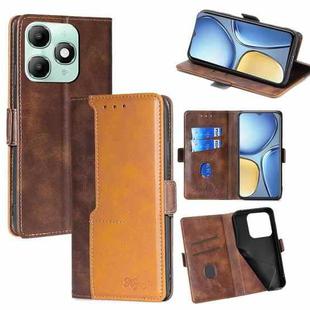 For itel A90 4G Contrast Color Side Buckle Leather Phone Case(Dark Brown + Gold)