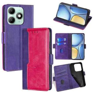 For itel A90 4G Contrast Color Side Buckle Leather Phone Case(Purple + Rose Red)