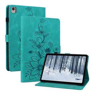 For Nokia T10 Lily Embossed Leather Tablet Case(Green)