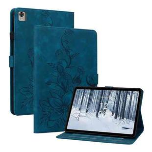 For Nokia T10 Lily Embossed Leather Tablet Case(Dark Blue)