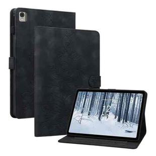 For Nokia T10 Lily Embossed Leather Tablet Case(Black)