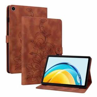 For Huawei MatePad SE 10.4 Lily Embossed Leather Tablet Case(Brown)