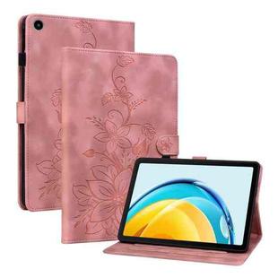 For Huawei MatePad SE 10.4 Lily Embossed Leather Tablet Case(Pink)