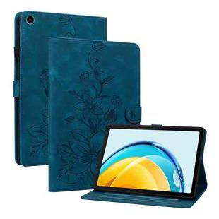 For Huawei MatePad SE 10.4 Lily Embossed Leather Tablet Case(Dark Blue)
