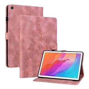 For Huawei MatePad T 10s / Enjoy Tablet 2 Lily Embossed Leather Tablet Case(Pink)